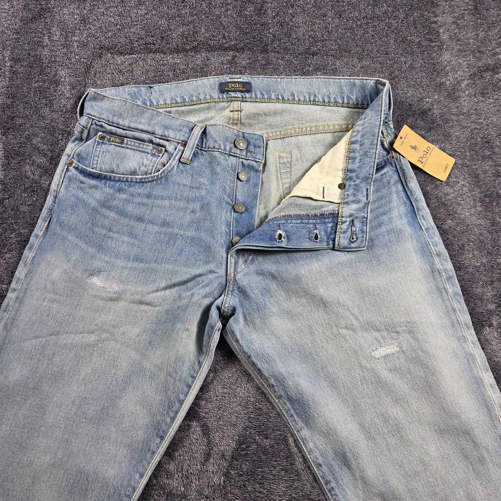 Polo Ralph Lauren Classic Fit Distressed Button Fly Jeans Men 33x32 Warp Stretch